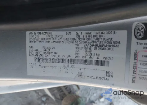 2015 Ford Fiesta Se из США, поврежденный, VIN 3FADP4EJ8FM101532